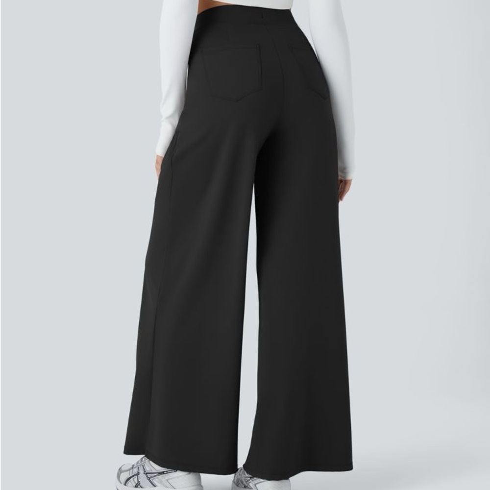 Halara High Waisted Drawstring Pockets Wide Leg Yoga Pants - Picture 9 of 9